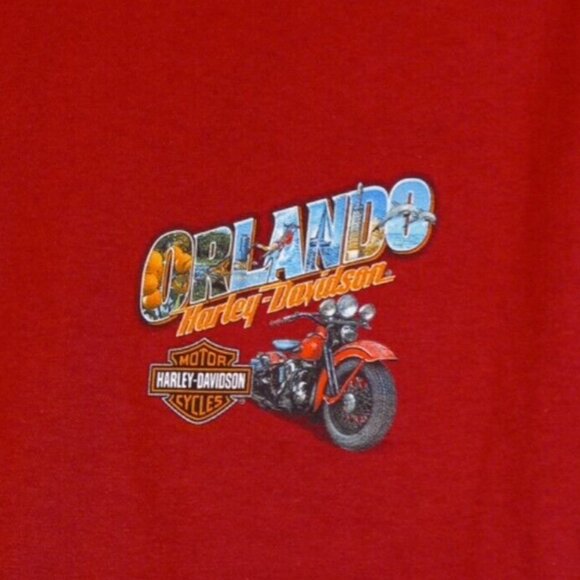 Harley Davidson Orlando Florida T Shirt Mens Small Red Biker Motorcycle Tee - Picture 11 of 14